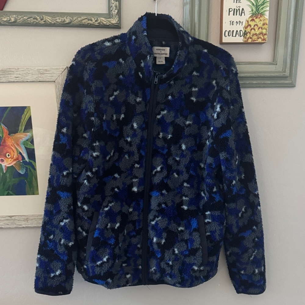 ❤️Closet Clear Out 🎁Nordstrom Cristina Martinez Blue Black Fleece OnTrend Jacket